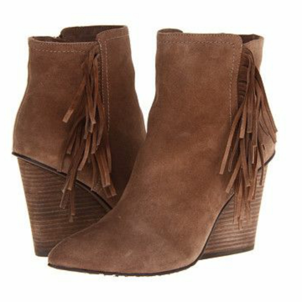 Isola Antonella Western Fringe Brown Suede Booties